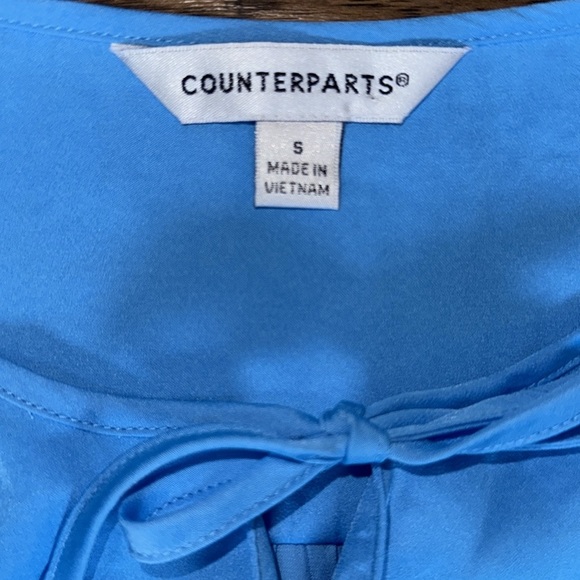 COUNTERPARTS Blue Flutter Sleeve Blouse - Picture 2 of 5